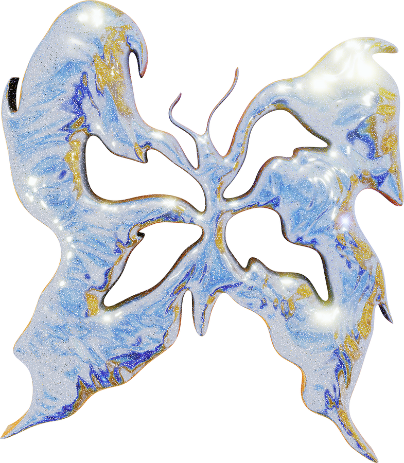 Glossy Curvy 3D Brutalist Butterfly